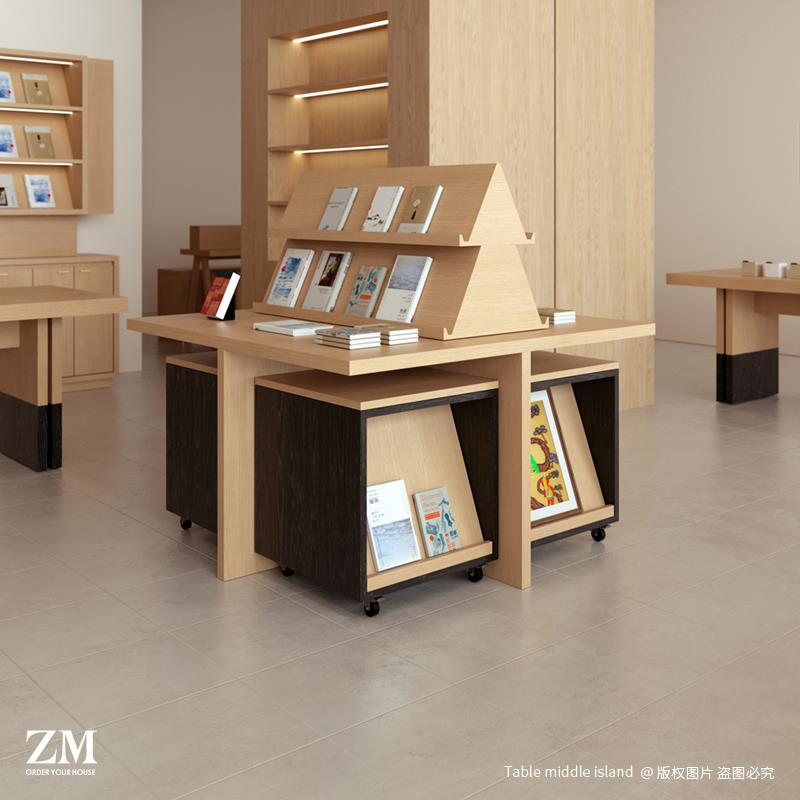 中岛台文创书店展示柜书画艺术品陶瓷精品茶店咖啡厅旅游商品陈列