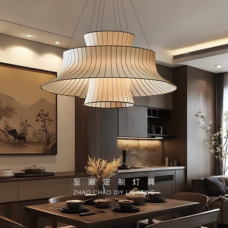 新中式禅意餐饮商用吊灯定制宋代美学民宿酒店茶楼卧室日式布艺灯,家装灯饰光源,餐厅吊灯,淘宝优惠券,粉丝福利购,淘宝优惠卷