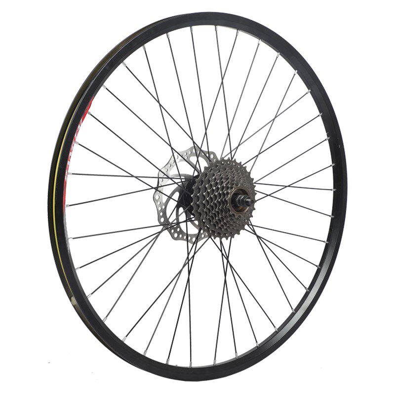 山地车专用轮毂24寸26寸27.5寸车圈旋式飞轮卡式碟刹片实心轴承款