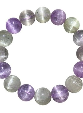 天然拉丝猫眼彩紫锂辉老矿手链薰衣草冰种紫色宝石手串紫水晶女生