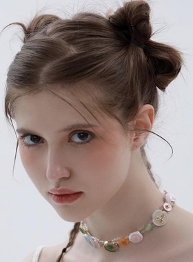 RORY 小众设计甜酷重工串珠拼色纽扣元素项链颈链女