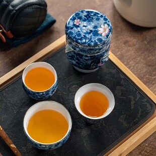 清韵福乐便携式 成艺 旅行茶具功夫茶杯陶瓷快客杯泡茶壶一壶三杯