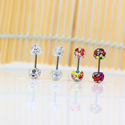 短长针双面耳钉耳骨钉简约女软骨耳蜗双球圆球款钛钢不过敏单只