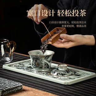 景德镇茶盘老陶泥墨龙出海陶瓷干泡盘家用长方型托盘简易茶台新款