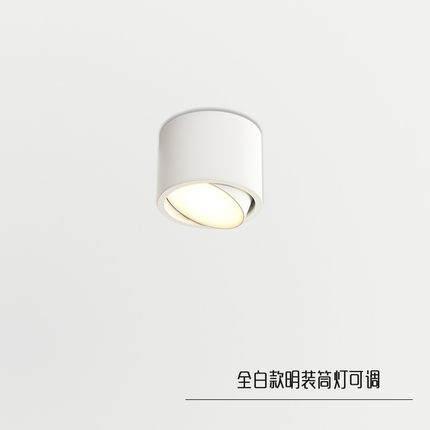 led明装圆形可调角散光筒灯家用过道走廊阳台吸顶灯免钻孔无主灯