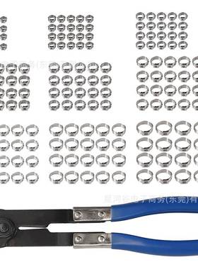 180PCS盒装不锈钢卡箍5.8-21单耳软管夹小美式喉箍带抱箍钳子