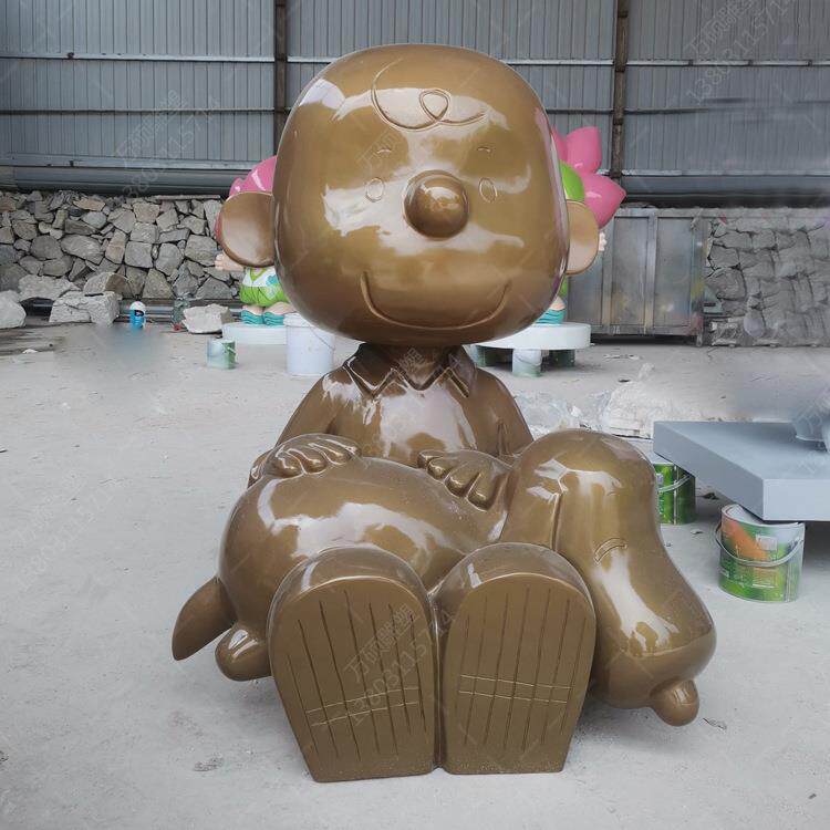 大型人物小狗卡通玻璃钢雕塑婚礼园林景观室外美陈落地摆件制作