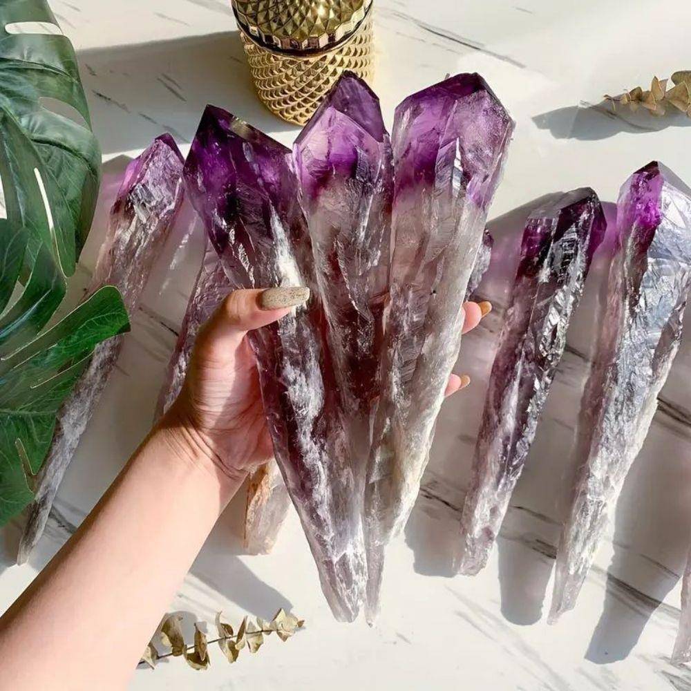乌拉圭天然紫水晶权杖骸骨骨干紫晶石原石原皮矿石水晶工艺品摆件