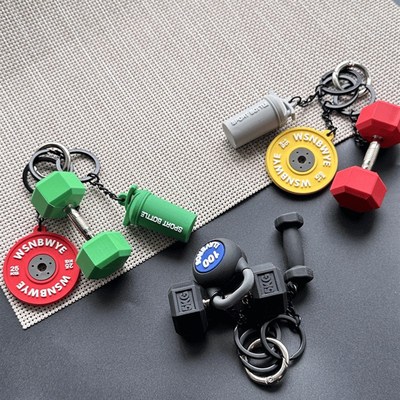 吊坠健身吊坠个性化创意迷你哑铃杠铃钥匙炼小吊坠背包壶铃锁钥匙