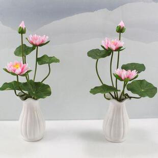 仿真供佛莲花荷花佛前供花观音花塑料假花绢花家居小摆件装饰花