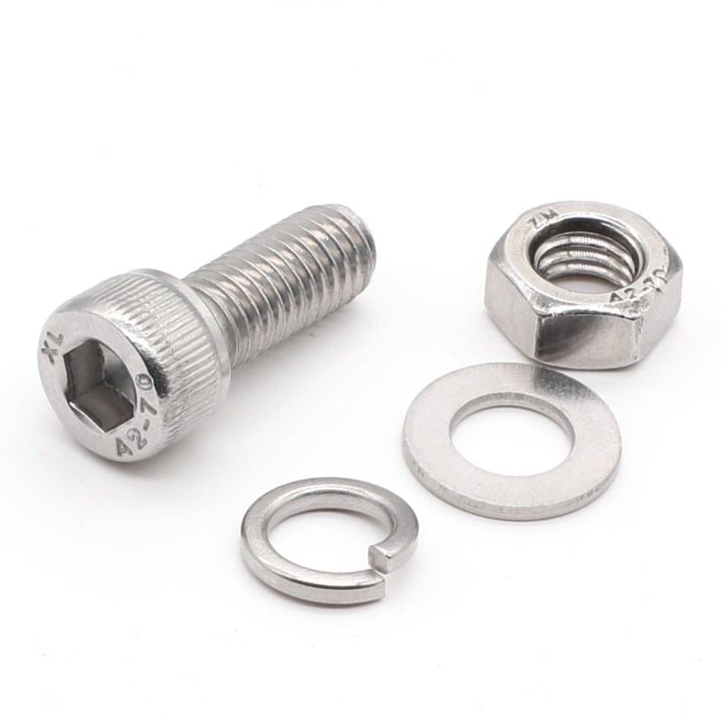 304不锈钢内六角螺丝螺母套装 螺栓螺杆平垫弹垫大全M8M10M12mm