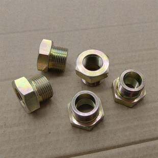 外丝M22*1.5-转内丝M14*1.5补芯液压铁材料接头外表镀彩锌1422