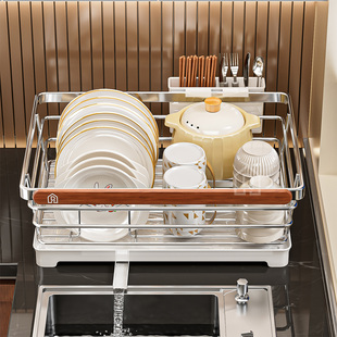 加厚304不锈钢沥水碗架厨房置物架家用多功能放碗盘子碗碟收纳架