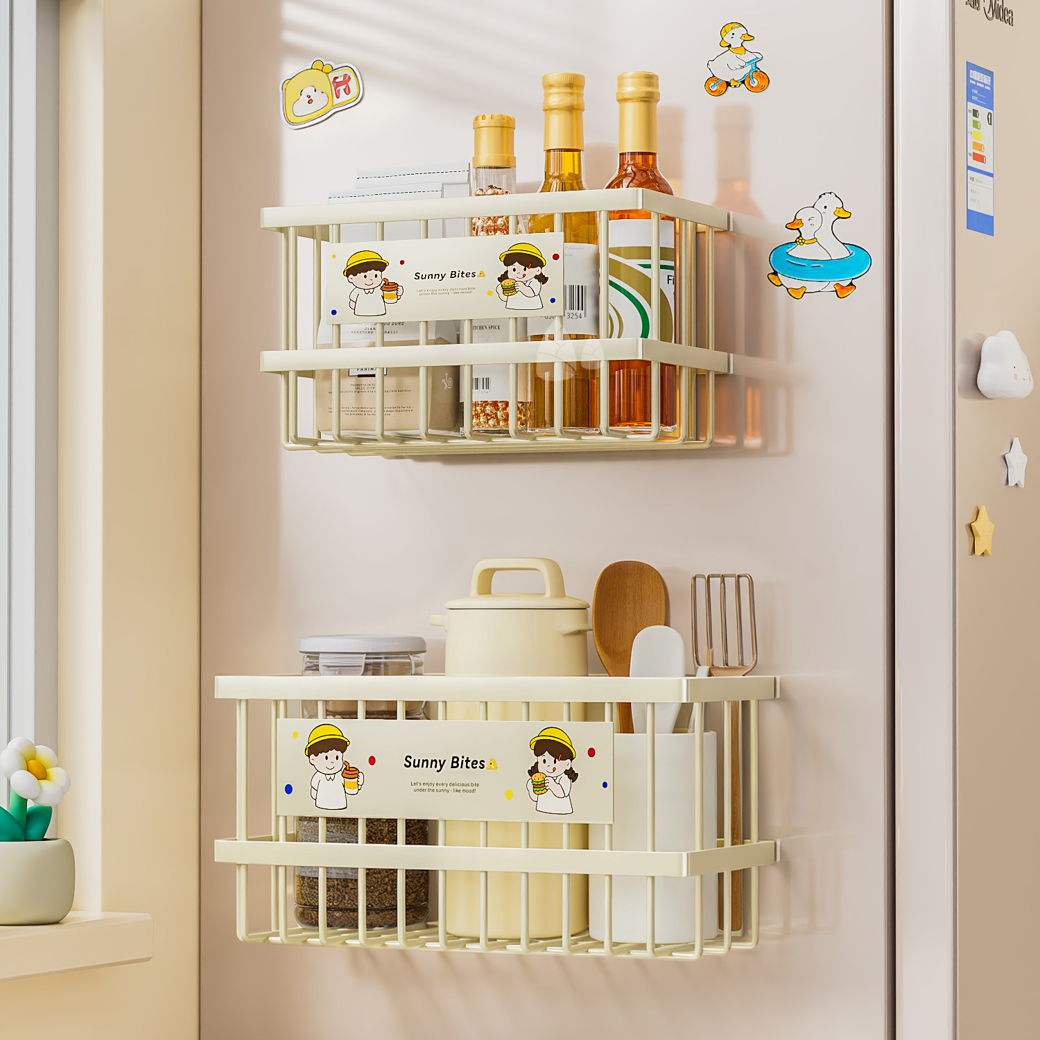 冰箱置物架侧收纳挂架磁吸免打孔磁铁收纳盒调料盒厨房入户门玄关