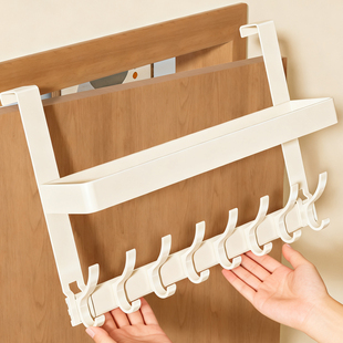 双层门后挂衣架挂钩免打孔置物架卧室门上门背式衣帽架门后收纳架