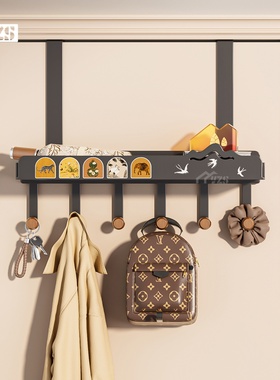 新中古风门后挂钩免打孔多巴胺挂衣架卧室衣服帽包包收纳架置物架