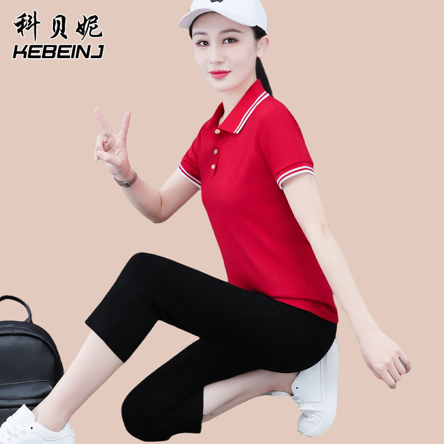 polo衫短袖运动套装女夏季2025年新款文化衫女士工作服休闲两件套