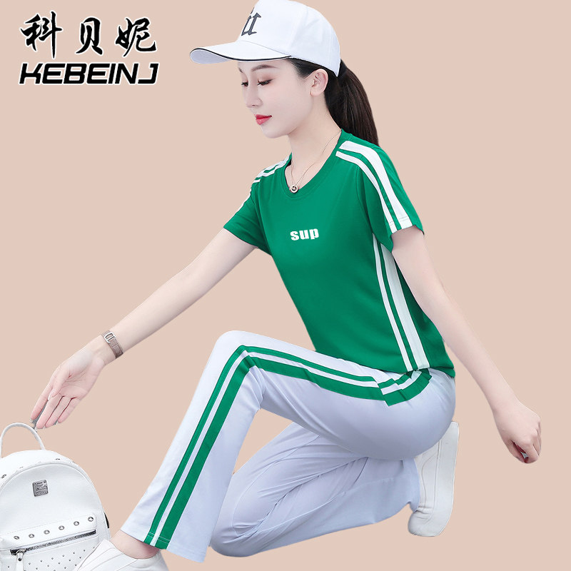 冰丝运动服套装女夏季2025年新款中年妈妈显瘦洋气休闲大码两件套