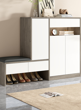 蜂窝铝鞋柜坐凳一体家用门口玄关入户换鞋凳可定制简易防尘收纳柜