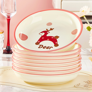 盘子家用菜盘2026新款 健康釉下彩餐具加厚防烫陶瓷饭盘加深盘组合