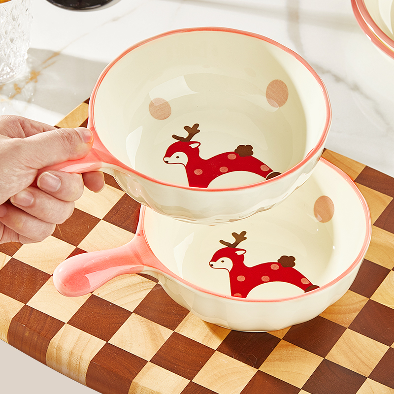 优尊陶瓷家用釉下彩手柄碗