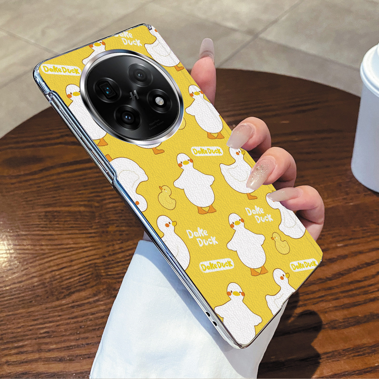 尾火虎适用于oppofindn6手机壳折叠屏皮纹小黄鸭可爱趣味卡