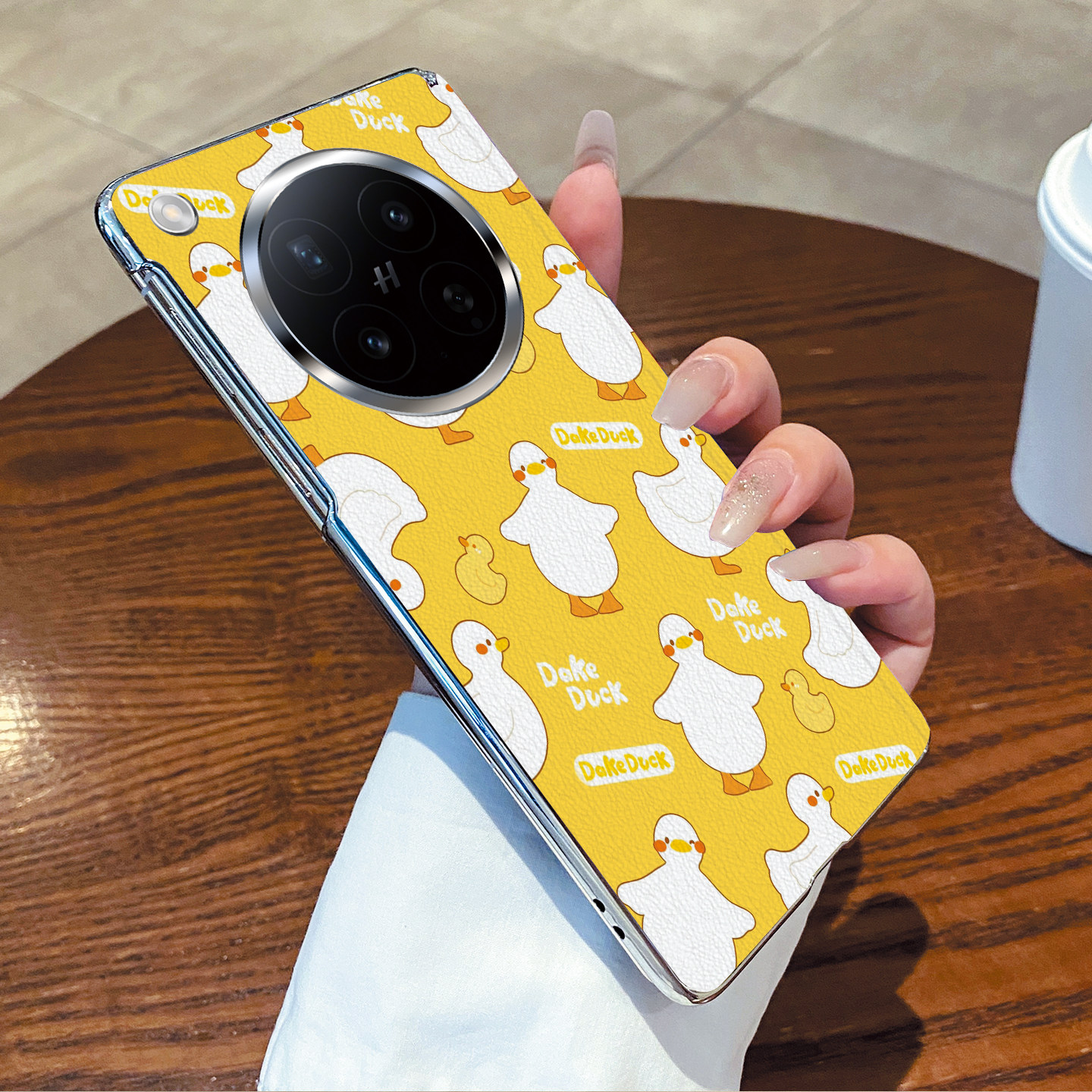 尾火虎适用oppofindn6手机壳小黄鸭可爱卡通趣味女ins日