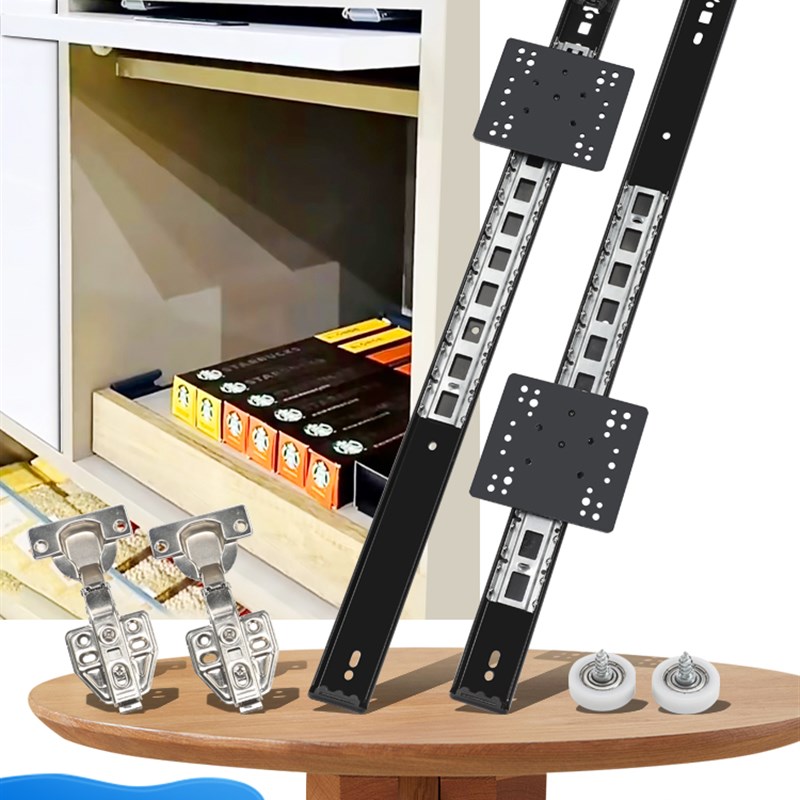 上翻隐藏回旋门滑轨道整体橱柜空调柜顶装静音伸缩折叠插入式五金