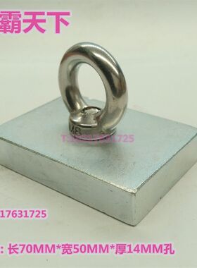方形强磁70X50X14MM 送吊环 钕铁硼 强力磁铁 磁钢 打捞 包邮