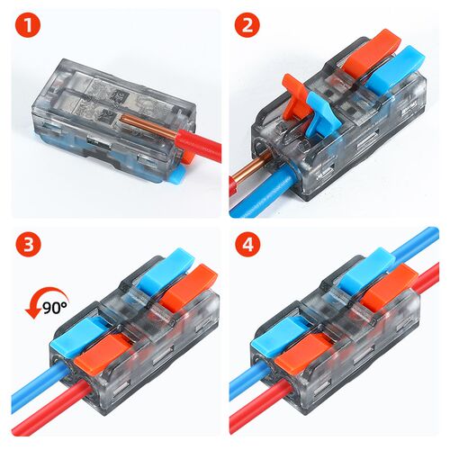 PCT快速二进二出接线端子2P迷你款对接头三进三出电线连接器压线