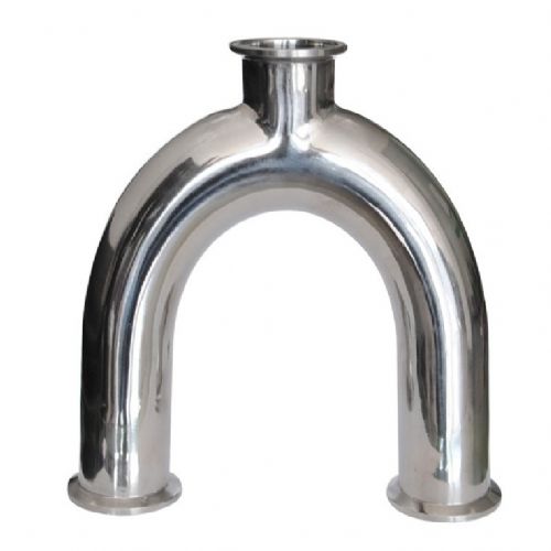 304L不锈钢快装U型三通卫生级焊接卡箍U形卡盘接头180度弯镜亮面