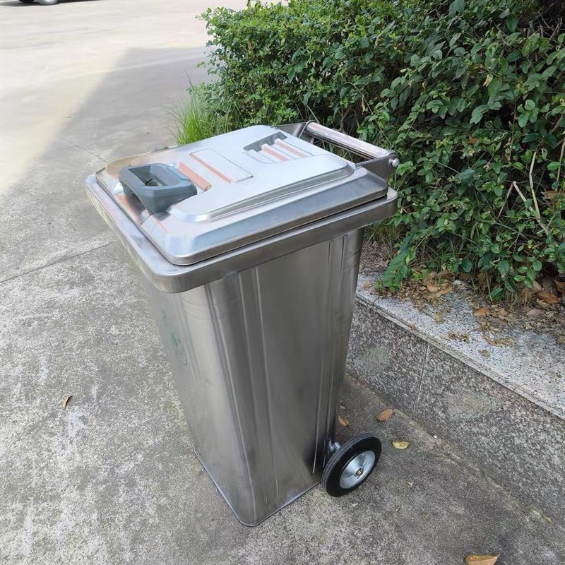 240L铁皮垃圾桶镀锌铁质环卫垃圾桶大号挂车方形120L不锈钢桶
