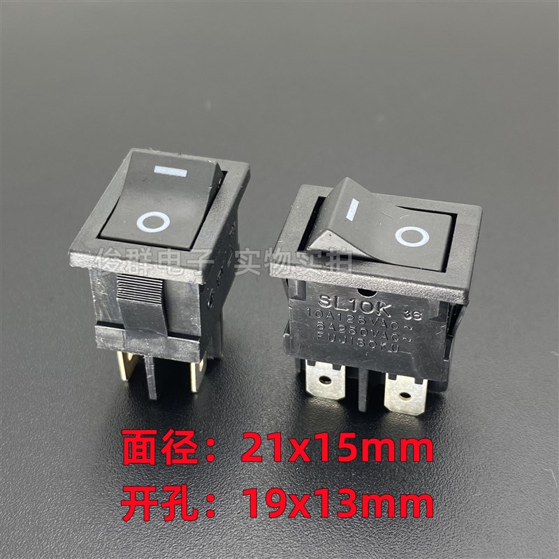 日本FUJISOKU富士SL10K 36船型开关按钮4脚2档6A电源船形翘板按键