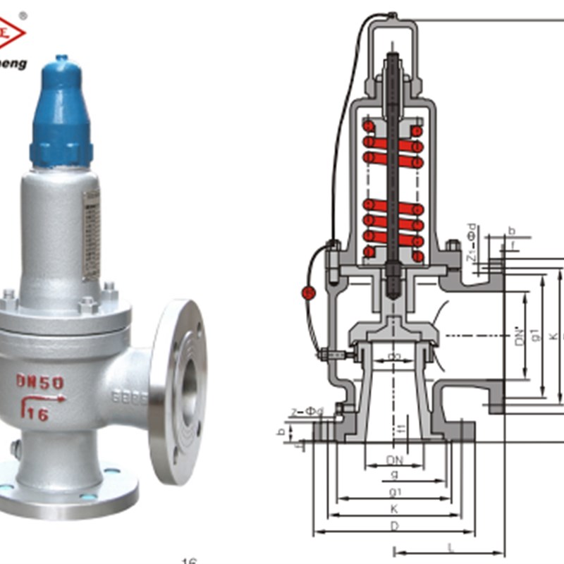 中国天正安全阀A42Y-16C/PR铸钢不锈钢304法兰全启式锅炉排气体阀