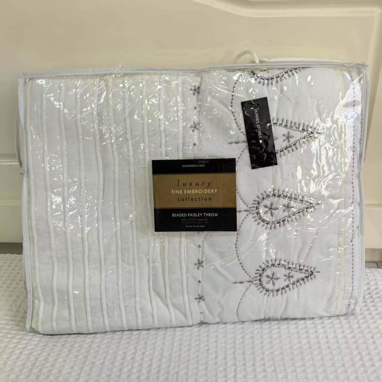 外贸少量库存尾单T/C混纺床旗加厚夹棉床上用品刺绣工艺布轻奢床,床上用品,床旗,淘宝优惠券,粉丝福利购,淘宝优惠卷