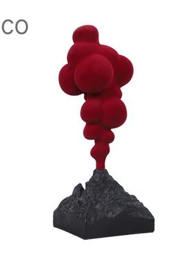 火山喷发植绒摆件现代简约样板间客厅家居装饰品桌面红色软装雕塑