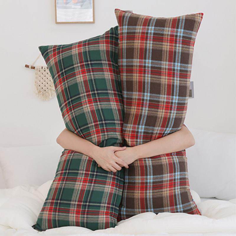 床头靠垫格子抱枕沙发长条枕床上读书靠背垫可拆洗双人护腰靠枕头