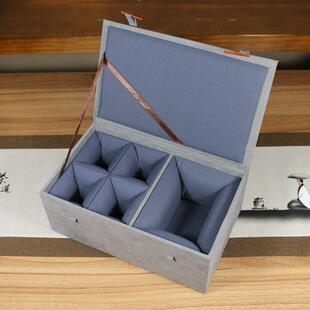 包装盒空盒雪花绒布礼品盒紫砂壶盒高档锦盒一壶两杯四杯建盏杯盒