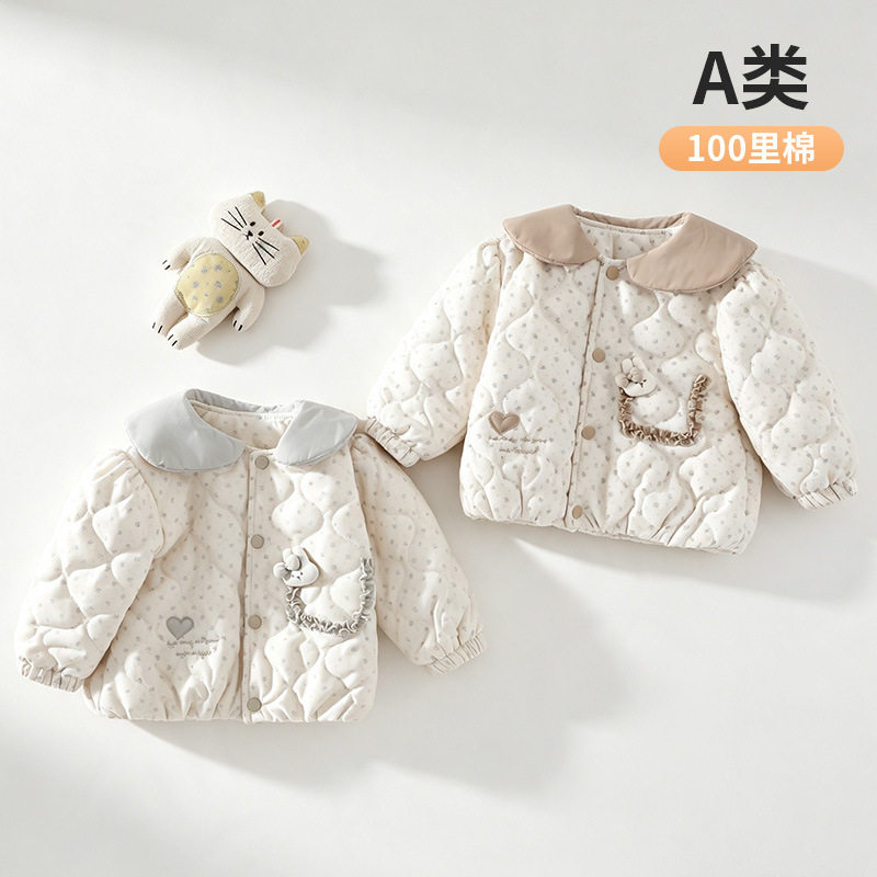 爱心小兔婴儿外套冬季棉服儿童外出衣服女童幼儿宝宝开衫女童棉衣