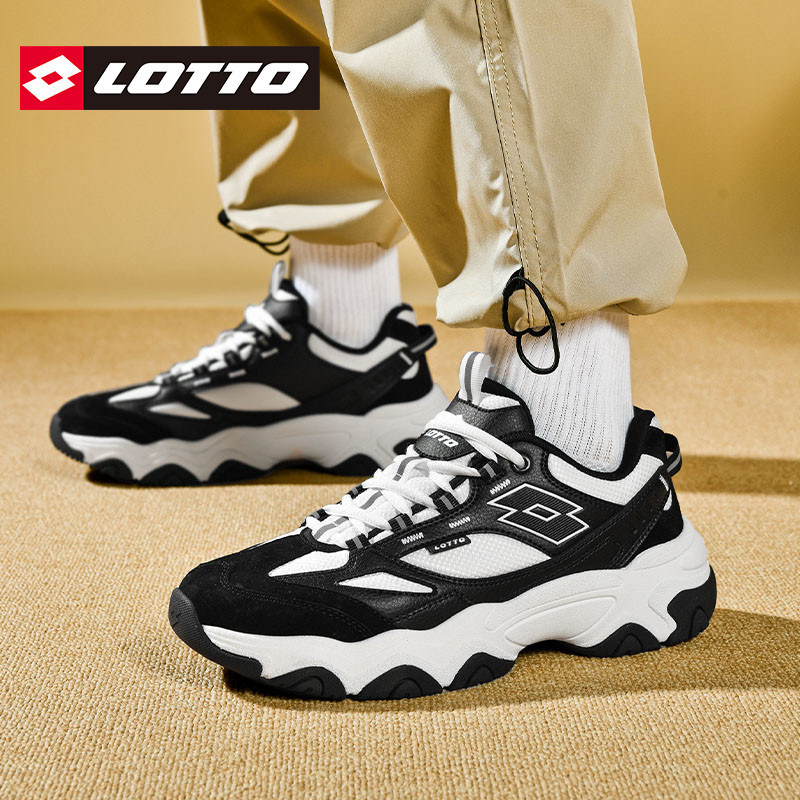 LOTTO乐途男经典黑白老爹鞋2026春秋新款复古厚底运动休闲熊猫鞋