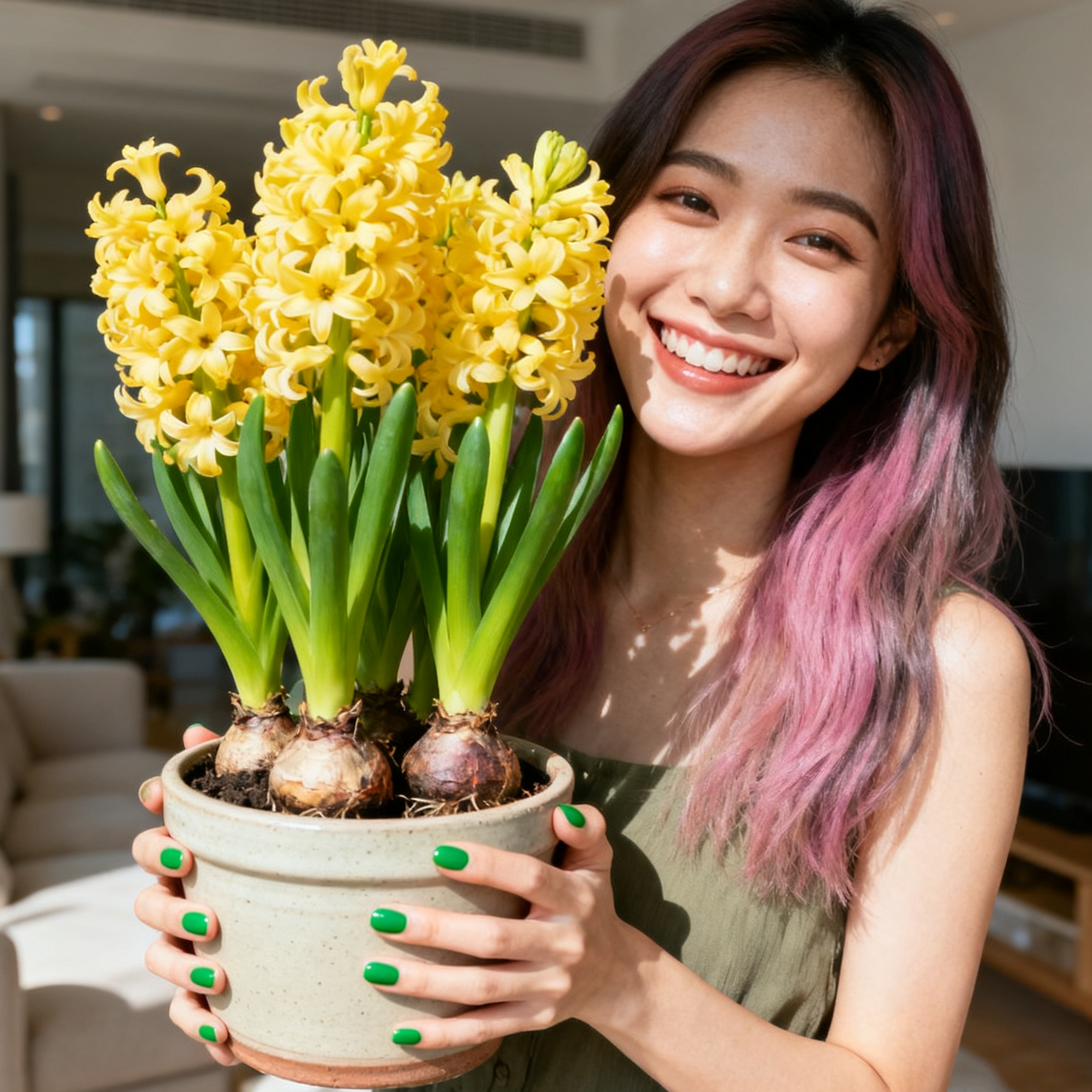 风信子种球盆栽带芽水培植