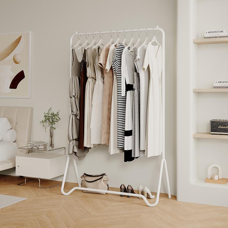 晾衣架阳台晒衣杆卧室简易折叠单杆式家用挂衣服架子简易衣架落地