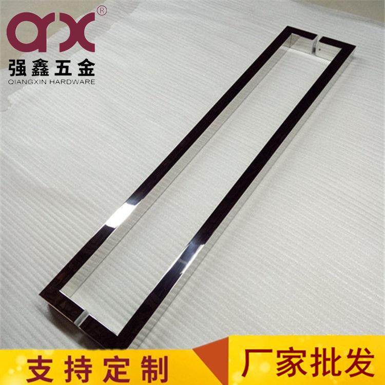 不锈钢方管大门把手现代简约大厅玻璃门把手铝合金门拉手黑色金色