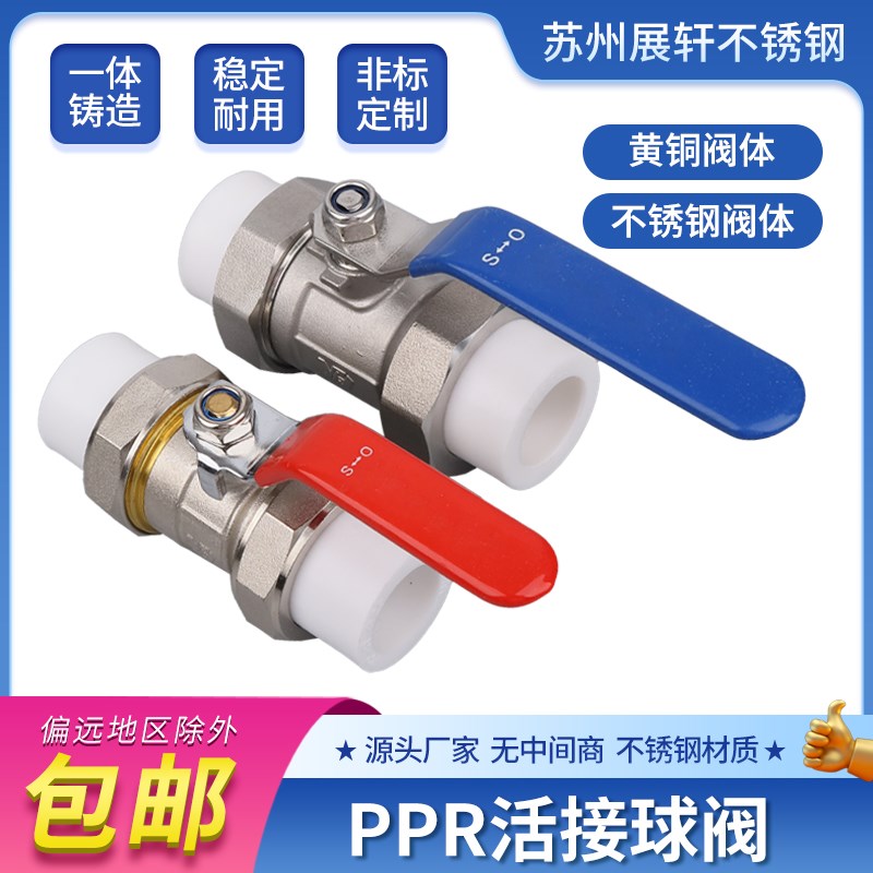 PPR双活接球阀304不锈钢管道阀门开关铜球阀门自来水管配件20 4分
