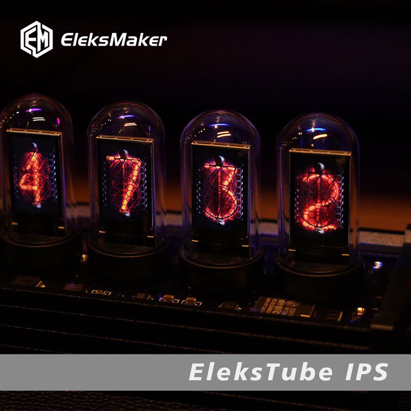 EleksTube IPS|RGB拟辉光管时钟桌面创意摆件男友礼物命运石之门 - 实物图