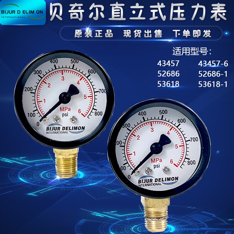 南京贝奇尔BIJUR DELIMON润滑油泵注油机压力表0-6MPA油压表43457