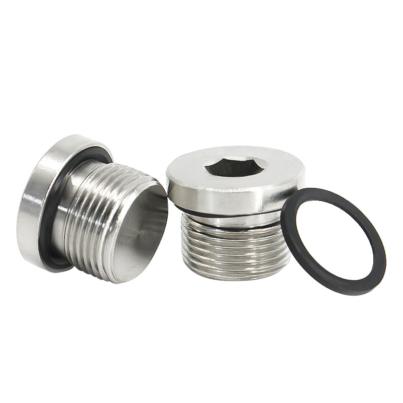 2/4/6分304不锈钢带ED圈内六角堵头密封喉塞管堵油塞油管螺塞闷头