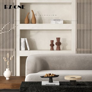 侘寂风客厅装饰品电视柜开放格摆设原木色复古中古小众大地色摆件