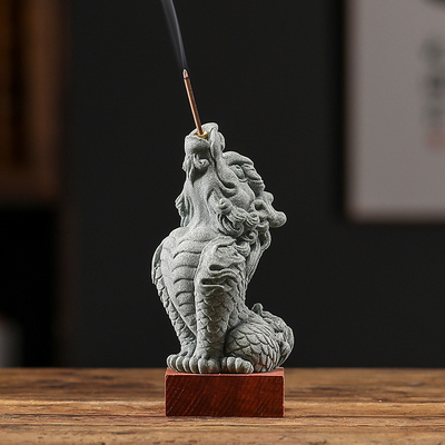 青砂石国潮瑞兽祥龙摆件办公室桌面茶桌茶宠茶玩园艺鱼缸造景装饰