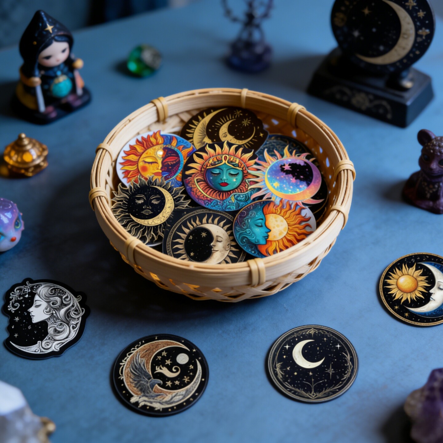 50张神秘天体复古太阳花涂鸦贴纸